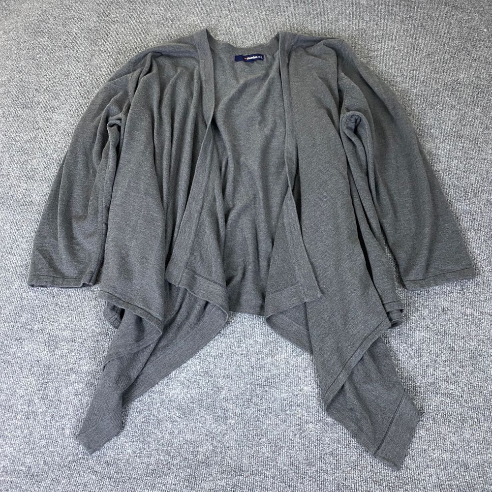 Denim 24/7 Cardigan‎ Sweater Plus Size 4X Gray Draped Open Lightweight Acrylic
